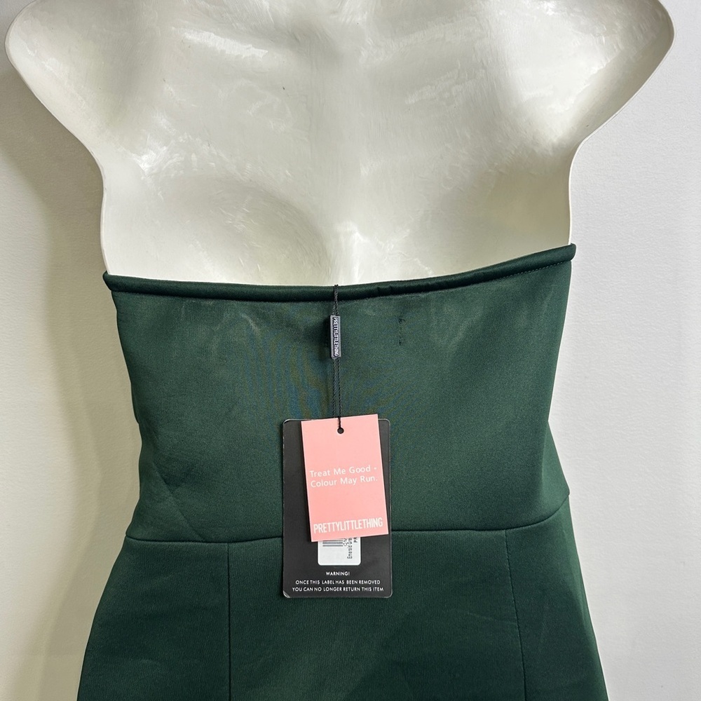 🪷 New! Pretty little thing Emerald  Green Scuba Bandeau Drape Skirt Midi Dress ❌ - Picture 7 of 13